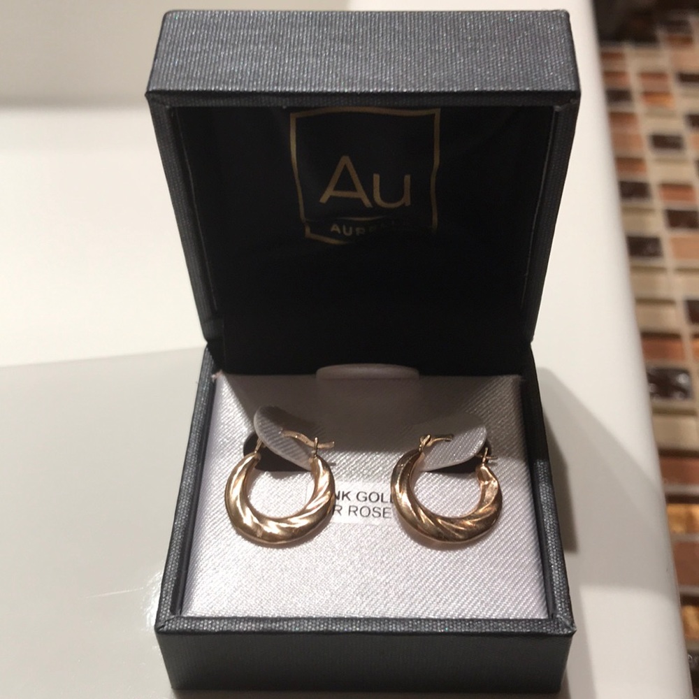10k rose / pink gold hoop earrings